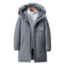 COSYEVNO 긴 후드 오리 다운 박제 코트