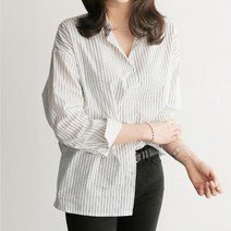 여성패션 루즈핏 셔츠 스트라이프 데일리 스타일연출