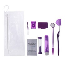 8 개/대 프로 치아 교정 키트 구강 청소 화이트닝 도구 정장 치간 칫솔 치실 스레, 보라색