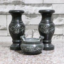 묘지 화병 산소 납골당 꽃병 돌 마블 대리석 1+1 한쌍, 향로 14.5CM 외경