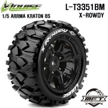 L-T3351BM MFT X-ROWDY ARRMA 1/5 KRATON 8S용 MONSTER TRUCK TIRE (SPORT / BLACK / HEX 24MM / 반대분)