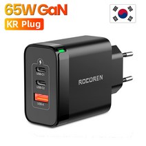 충전독 Rocoren GaN 고속 충전 QC PD USB C타입 아이폰 14 100W 65W, 8.65W KR Plug