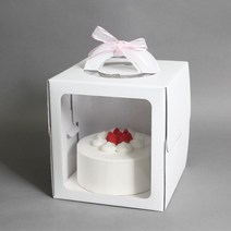 중앙패키지 높은 쉬폰 2단 창문형 케이크상자 2호(26cm) 화이트 10개