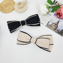 무이토린다 2종 세트 가을 딥톤 라인 왕리본 헤어핀