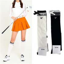 여성 여성 링글 배색 니삭스 반양말 VLAON203, 블랙