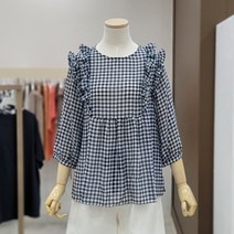 [시에로] 러플 디테일 깅엄체크 블라우스-SE3SHF354