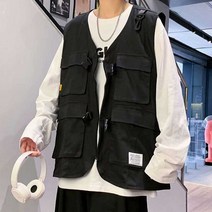 남자 밀리터리룩 패션 카고 포켓 조끼 가을 데일리룩