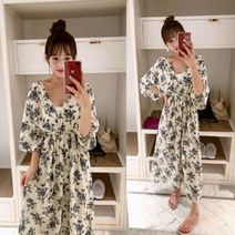 Happy shopping 선셋 코튼 여름 롱 비치원피스