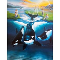 행운 고래 우드 직소퍼즐 신비로운 구름 문라이트 달빛 속에 꿈꾸는 굿럭키 웨일 집콕취미 쉬는 시간 즐기는 스트레스 해소 동물 조각퍼즐 모음 성인용, 300조각, 블루톤 고래 퍼즐도안12
