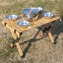 캔버라 600 대나무 롤테이블 캠핑 원목 롤테이블 감성 우드테이블