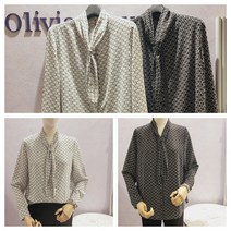 올리비아로렌 모던한 패턴 프린트 타이 긴팔 블라우스 nc청주점 vocnlxf8211