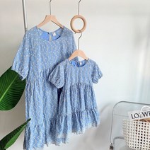 펀칭 원피스 패밀리 시밀러 룩 아이 모녀 커플 드레스