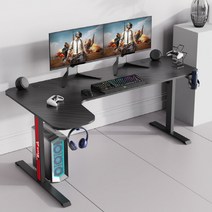 아우스 코너형 컴퓨터책상 ㄱ자형 게이밍책상 L자형 카본책상 LED 게이밍데스크 좌 우 선택가능 1400 1600 1800, 검정색 기본형 180cm(좌측)