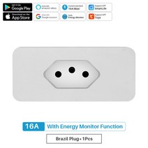 스마트싱스 스마트플러그 16A Tuya 스마트 플러그 브라질 Wifi 소켓 전원 모니터 Smart Life app는 Alexa Google Assistant 리모컨으로 작동합니다, [01] Brazil, [01] 1PCS, 01 Brazil Smart Plug