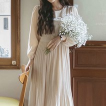 [마이더스비] 일리 리본 플리츠 원피스