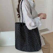 에이치플러스몰 여성 패턴 에코백 넉넉한 사이즈 캔버스 숄더백