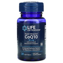 와와마켓 Life Extension 항산화 관리 미토콘드리아 슈퍼 유비퀴놀 Super Ubiquinol CoQ10 100mg 30정 1팩
