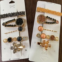 디아픽 5종SET 여성 헤어핀 포인트 머리핀 세트 여자 진주 큐빅 옆머리 집게핀