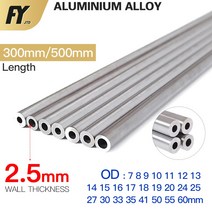 알루미늄 아연 사각 파이프 FUYI 25mm 두께 760mm OD 스트레이트 300mm 500mm 긴 원형 6063 합금 튜브, OD 11 x ID 6mm+300mm, OD 11 x ID 6mm+300mm