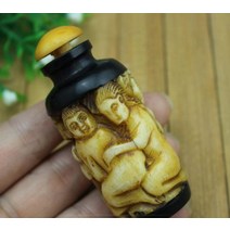 구리 동상 골동품 컬렉션 스너프 병 둥근 뼈 조각 상감 봄 궁전 장식품, 한개옵션0
