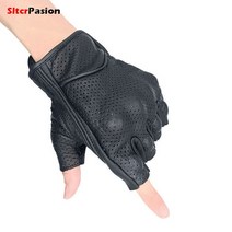 다이네즈장갑 메카닉스웨어 바이크가죽장갑여름Guantes-오토바이 라이딩 장갑 가죽 반 손가락 남자 여름, 01 Black