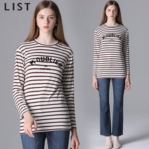리스트 리스트 레터링 스트라이프 슬리브 티셔츠