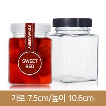 유리병 수제청병 신사각허브 70파이 380ml(A)(플라스틱마개), 플라스틱 흰색[반투명] / 1개