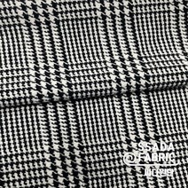 [싸다원단 ] 블랙앤화이트 하운드투스체크 울혼방 원단 가을 겨울 천 [WO234]