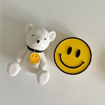스마일 + 가죽곰 차량용 석고방향제 세트, 화이트머스크