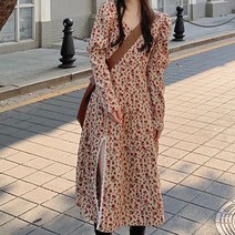[랜덤플레이] 로맨틱 롱 플라워 트임 롱원피스