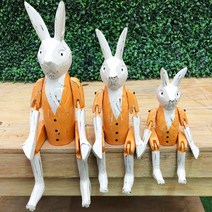 (주)아트인 윤식당 토끼 관절목각인형 3P 세트, 오렌지양복