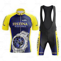 입문용 mtb 산악 자전거 FESTINA레트로 사이클링 저지 세트 클래식 의류 바이크 여름용 슬리브 남성용 빕 쇼츠 프로 팀