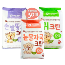 펫크린 눈물자국 제거용 애견물티슈 30매 도톰해진 반려동물 물티슈, 펫크린 귀크린 30매