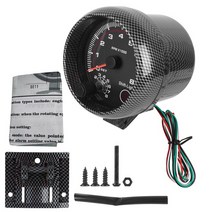 타코메타 타코미터자동 게이지 0-8000 RPM LED 시프트 라이트 12V 미터 3.75 인치 타코미터, Black carbon