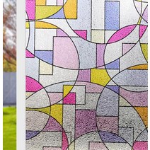 홈데코 스테인글라스 필름 스테인드 글라스 비접착 장식 사생활 창문 정적 접착 창 스티커 가정용 UV 차단 프라이버시 단열용, 브라운+45x100cm