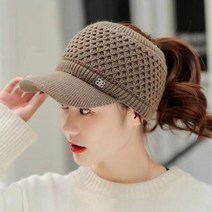 여성 자외선차단 니트 털 벌짚 캡 모자
