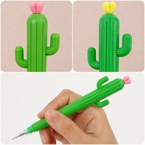 감성 귀여운 선인장 캐릭터 볼펜 펜시 펜 문구 선물 필기 도구 학용품 학교 판촉 광고 물 홍보 증정 수성 부드러운 검정 심 교체 사무용 학생 사인 사은품 사무실 마케팅 소품 용품, 색상, 분홍