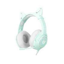 ONIKUMA 3.5mm 듀얼 홀 고양이 귀 게이밍 유선헤드셋, 시안, K9
