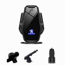 Ecool carlogo 무선충전 핸드폰 거치대 + carlogo 3.0 고속충전기 + 송풍구 거치대 + 부착형 거치대 + USB-C 전원선 세트, Black, 푸조