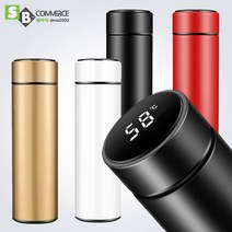 셀바이 스텐sus304 스마트 온도계 LED텀블러 500ml, 블랙