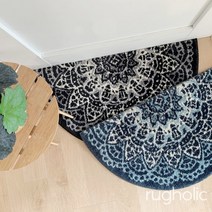 [러그홀릭] 오리엔트 쟈가드 반원형 먼지없는 포인트 에스닉 반달 단모러그 거실 식탁 카페트