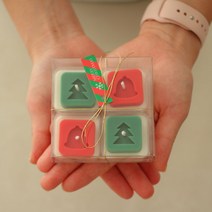 귀여운 크리스마스 쿠키 티라이트 캔들 set (선물포장), 4개set, 블랙체리