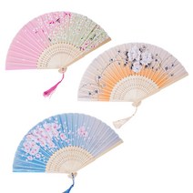 데이즈인 휴대용 접이식 전통 부채 3개 묶음, 구성3