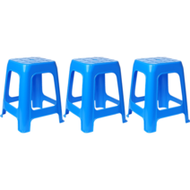 대원리빙 튼튼한 고하중 플라스틱 의자 3P, 파랑 의자 3개, 3개, 파랑 의자 3개