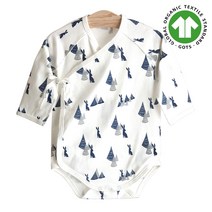 오가닉 코튼 토끼와 나무 배냇슈트 화이트