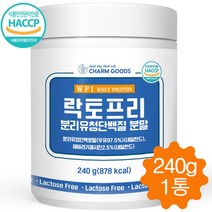 락토프리 분리유청 단백질 프로틴 WPI 분말 가루 파우더 유당제거 소화 잘 되는 우유 단백질 240g, 1개