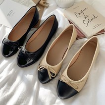 리얼양가죽 투톤 콤비 리본 플랫슈즈