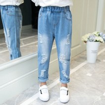 마더라이크 주니어 아동의류 팅클찢청바지 데님팬츠 초등학생8952