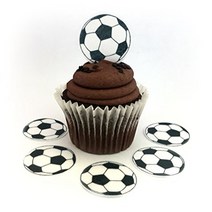 Soccer Ball Wafer Paper Toppers 1.5 Inch for Decorating Desserts Cupcakes Cakes Pack of 12, 1