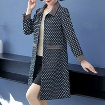 여자잠바 50대 60대 외투 엄마옷 봄 자켓 양면 착 중년 여인 트렌치 코트 가 긴 소매 격자 패션 윈드